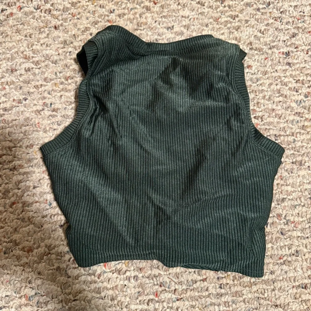 Aerie Set Ribbed Shine Crossover Legging & Twist Front Sport Bra Tank Size Small